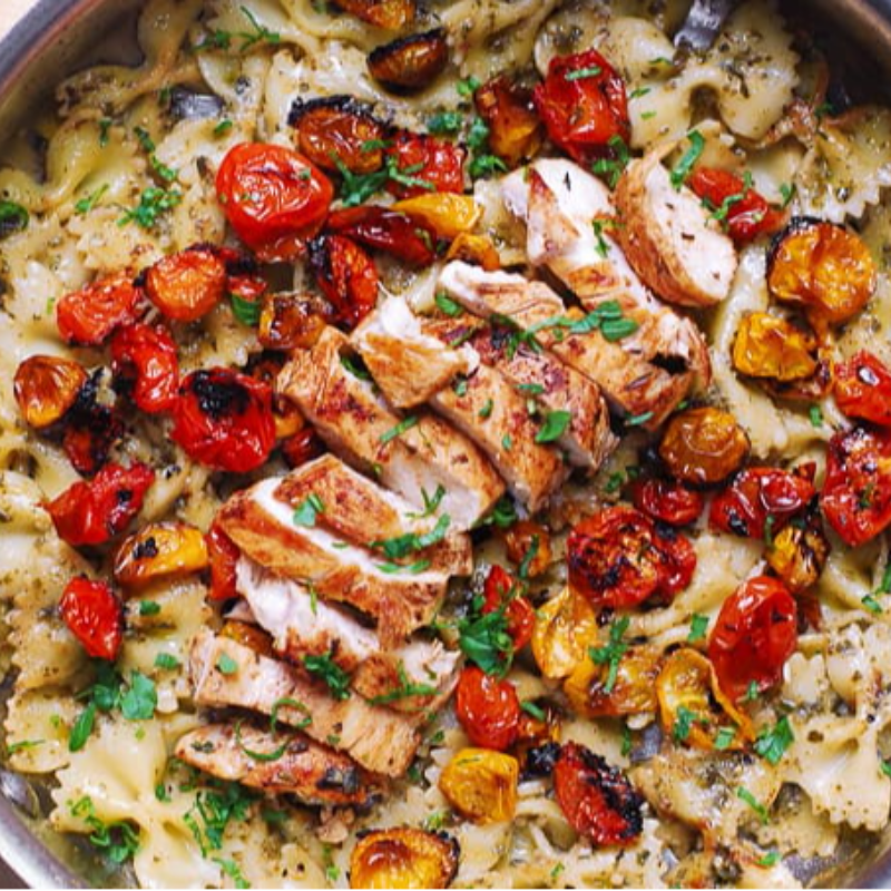 Chicken Pesto Pasta with Roasted Cherry Tomatoes Main Image